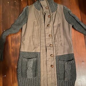 Anthropology long jacket with sweater details